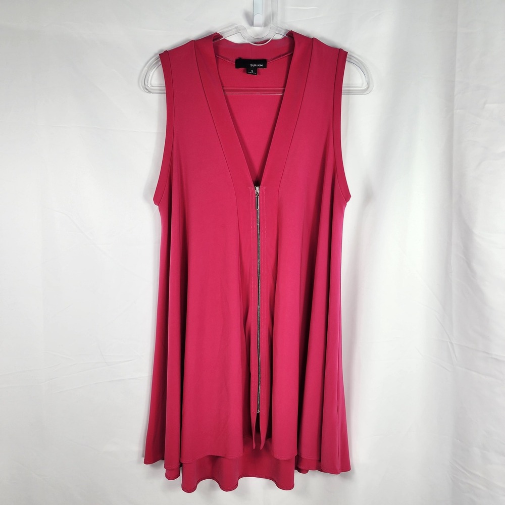 Sun Kim Sleeveless Zip Front Short Mini Dress Womens Small Pink Flowy Minimalist